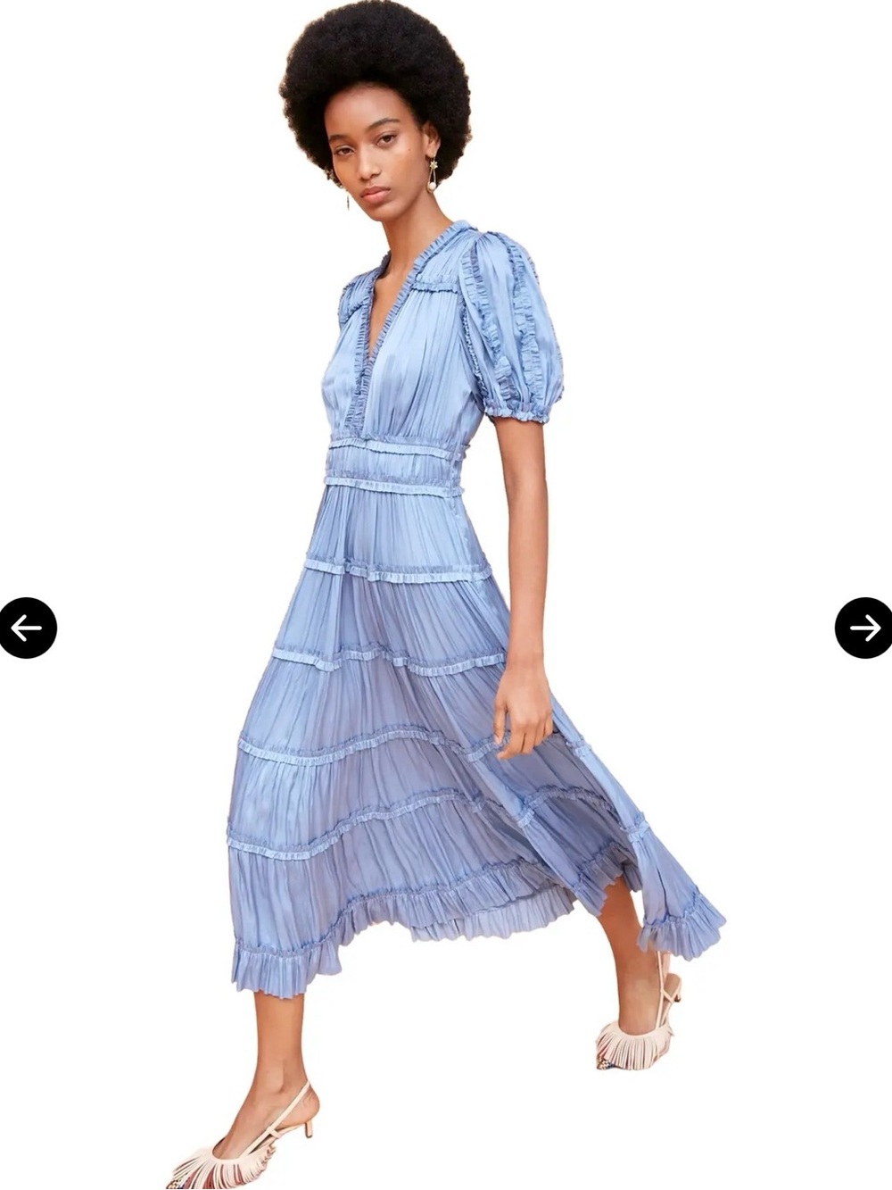 Ulla Johnson Dusty Blue Tiered Midi Dress